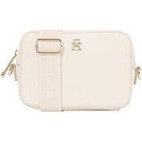 Tommy Hilfiger Logo Flap Canvas Mini Tote Bag - Cream/Navy