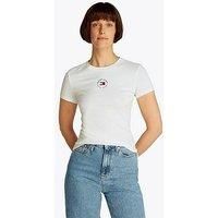 Tommy Jeans Womens Tjw Slim Essential Logo 2 Tee Dw0dw20316 S/S T-Shirt, White (Ecru), XS UK