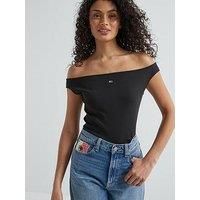 Tommy Jeans Boat Neck Slim Top - Black