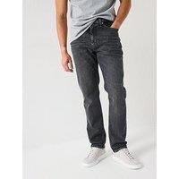 Tommy Jeans Men’s Ryan Slim Straight Leg Jeans, Black (Denim Washed Black), 32W/32L