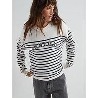 Tommy Jeans Striped Varsity Logo Jumper - White