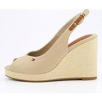 Tommy Hilfiger Women’s Flag High Wedge Slingback Sandals, Beige (Horseradish), 6