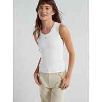 Tommy Jeans Women’s Essential Rib Slim Fit Tank Top, White (Ecru), XS