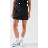Tommy Jeans Women/'s MOM Skirt BI8080 DW0DW21275 Straight, Denim (Denim Black), 28W