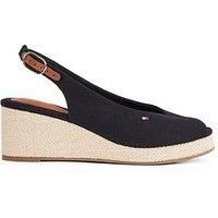 TOMMY HILFIGER Women’s Flag Wedge Slingback Espadrilles with Adjustable Straps, Black (Black), 7