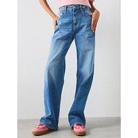 Tommy Jeans Women/'s Mia Mr Rlxd Str Bi0134 Co Dw0Dw20062 Straight, Denim (Denim Medium), 32W x 32L