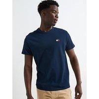TOMMY JEANS Mens TJM REG Badge TEE EXT T-Shirts (Pack of 1), Tempo Blue HTR Melange, L-XL