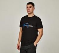 Tommy Jeans Men’s Short Sleeve Signature Regular Fit T-Shirt, Black (Black), M