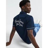 Tommy Jeans Camp Collar Back Logo Short Sleeve Shirt - Navy