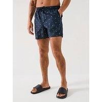 Tommy Hilfiger Medium Drawstring Flag Print Swim Shorts - Navy