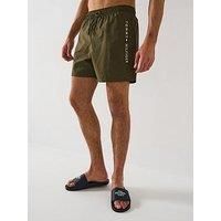 Tommy Hilfiger Side Linear Logo Swim Shorts - Khaki