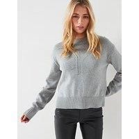 Calvin Klein Jeans Women/'s CK Intarsia Loose Sweater J20J224224, Grey (Grey Heather), S