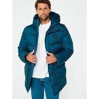 Calvin Klein Long Hooded Quilt Puffer Parka - Dark Blue
