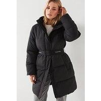 Calvin Klein Jeans Women/'s LOGO BELT LONG PUFFER J20J224122, Black (CK Black), L