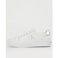 Calvin Klein Jeans Women/'s Bold Vulc Flatf Laceup LTH Yw0yw01688 Sneakers, Blue Bright White Silver, 7 UK
