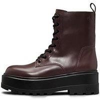 Calvin Klein Jeans Flatform Lace Up Boot - Red