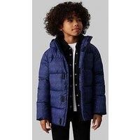 Calvin Klein Jeans Boys Ckj Logo Aop Padded Jacket - Blue