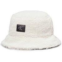 Calvin Klein Jeans Monogram Logo Sherpa Bucket Hat - Cream