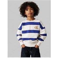 Calvin Klein Jeans Boys Striped Modern Comfort Sweatshirt - Cream