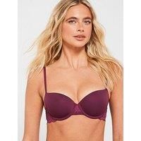 Calvin Klein Lightly Lined Balconette Lace Bra - Red