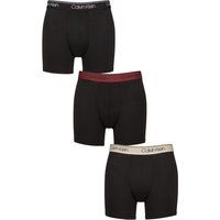 Mens 3 Pack Calvin Klein Microfiber Stretch Classic Fit Boxer Briefs Black / Syrah / Cocoon S