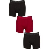Mens 3 Pack Calvin Klein Extra Soft Cotton Stretch  Boxer Briefs Black / Red XL