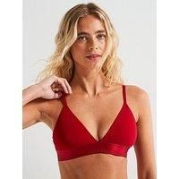 Calvin Klein Red Logo Lined Triangle Bralette - Red