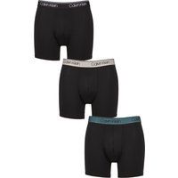 Mens 3 Pack Calvin Klein Microfiber Stretch Classic Fit Boxer Briefs Black / Ash / Mediterranean S