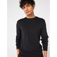 Calvin Klein Supima Cotton Crewneck Knitted Jumper - Black