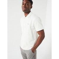 Calvin Klein Jeans Left Chest Woven Label Polo Shirt - Off White
