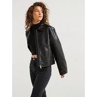Calvin Klein Jeans Faux Leather Zipped Jacket - Black
