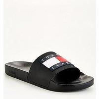 Tommy Jeans Men/'s Essential Pool Slides, Black (Black), 6.5