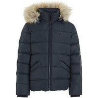 Tommy Hilfiger Girls Essential Down Faux Fur Hood Jacket - Navy