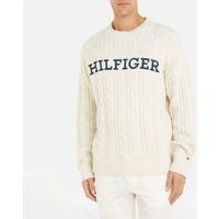 Tommy Hilfiger Cable Monotype Crew Neck Jumper - Cream