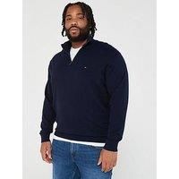 Tommy Hilfiger Men's Big & Tall Pima Organic Cotton & Cashmere Mock Zip Jumper - Desert Sky - 5XL