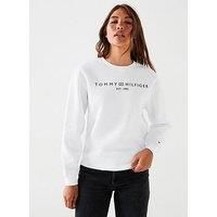 Tommy Hilfiger Logo Crew Neck Sweatshirt - White