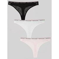 Tommy Hilfiger Women/'s 3 Pack Thong Lace (Ext Sizes) Uw0uw04896 Thongs, Black (Black/White/Light Pink), S