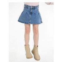 Tommy Hilfiger Girls Pleated Denim Skirt - Blue