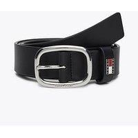 Tommy Jeans Women Belt Oval Leather, Black (Black), 85 cm