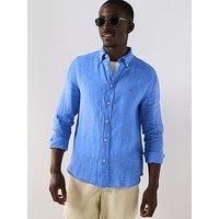 Tommy Hilfiger Regular Fit Pigment Dyed Linen Shirt - Blue