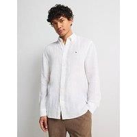 Tommy Hilfiger Regular Fit Pigment Dyed Li Solid Long Sleeve Shirt - White