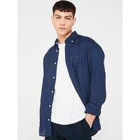 Tommy Hilfiger Men/'s Pigment Dyed LI Solid RF Shirt MW0MW34602 Casual, Carbon Navy, S