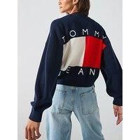 Tommy Jeans Ribbed Logo V-Neck Tops - Blue