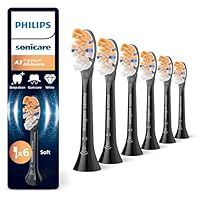 Philips Sonicare A3 Premium All-in-One, Genuine Replacement Toothbrush Heads, Black, 6 Pack, HX9096/88