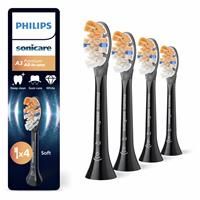 Philips Sonicare A3 Premium All-in-One, Genuine Replacement Toothbrush Heads, Black, 4 Pack, HX9094/88