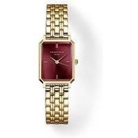 Rosefield Octagon Xs Burgundy Sunray Dial In Gold Ip.