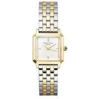 Rosefield Boxelle Silver Sunray Dial In Gold Bicolour Ip