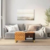 vidaXL Solid Mango Wood Coffee Table in Brown and Black - Rectangular Living Room Furniture with Ample Storage Space, Stylish and Compact Design