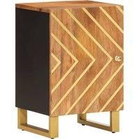 vidaXL Bathroom Cabinet in Brown-Black sober with acacia finish, Premium Solid Mango Wood, Spacious Storage Space, Flexible Door Orientation
