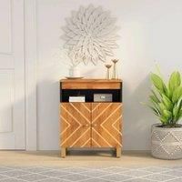 vidaXL Solid Mango Wood Side Cabinet with Iron Legs, Brown and Black, Ample Storage Space, Ideal for Living Room or Bedroom, Requires Assembly, 60x33.5x75 cm